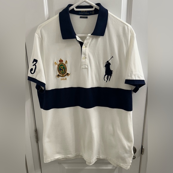 Polo Ralph Lauren Other - Polo Ralph Lauren Mens White & Blue Polo Shirt - Size XL #3 Big Pony 🔥